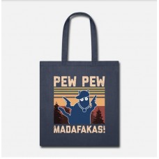 Pew Pew Madafakas Crazy Cat Royal Blue Tote Bag